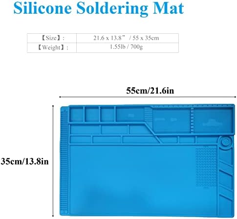 WWZMDiB Heat Resistant 932°F Silicone Magnetic Soldering Work Mat（S-180【21.6 x 13.8” / 55 x 35cm】）