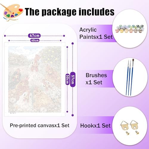 Amaieuin Chicken Paint by Numbers Kit for Adults 16x20in | Paint by Number Canvas for Adults,Chicken Adult Paint by Numbers for Home Decor Gifts Includes All Supplies