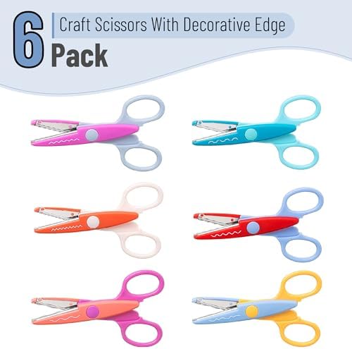 Mr. Pen- Craft Scissors Decorative Edge, 6 Pack, Jewel Colors | Zig Zag Scissors for Crafting, Scrapbooking, Fancy, Pattern, Design
