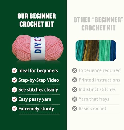 YOKISS 8Pcs Beginner Crochet Starter Kit, Creative Birthday Gifts for Adults & Kids, Popular DIY Patterns, 40% Extra Yarn Crochet Animals Kits with Step-by-Step Video Tutorials