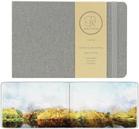 Vienrose 2 Pack Watercolor Sketchbook Journal 5.5x8.2 Inch 24 Sheets Grey