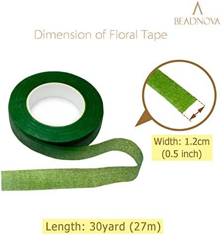 BEADNOVA Floral Tape 1/2inch Flower Tape Dark Green Floral Tape for Bouquets Floral Arranging Stem Wrap Craft (Dark Green, 30yards)
