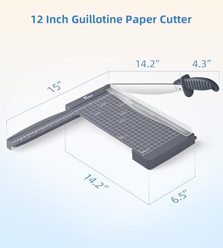 Firbon 12" Guillotine Paper Cutter with Hidden Ruler, Compact Paper Trimmer