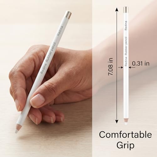 8 Pack Eraser Pencil Set for Drawing, White Wood Pencil Erasers for Sketch