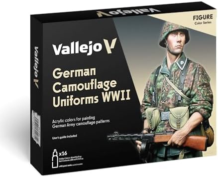 Vallejo - German Camouflage Uniforms WWII Acrylic Paint Set | Model Color | Figure Color Series Historical Miniature Kit to Achieve Historical Accuracy in Your Works | 16 Bottles x 18 ml (0.6 fl.oz.)