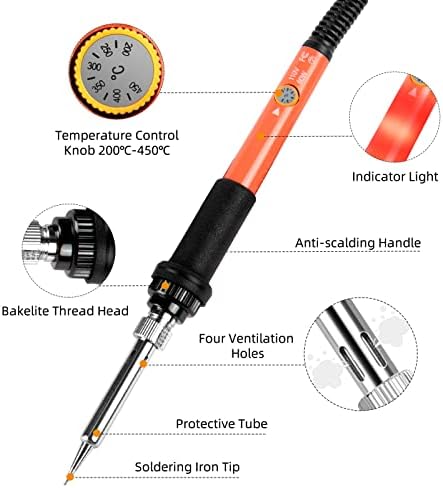 Soldering Iron, 60W 110V Adjustable Temperature Soldering Iron Pen, Portable Welding Tool, Fast Heating, for Electronic Repair, Jewelry, DIY