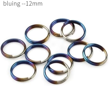 10Pcs Titanium Alloy Split Key Rings, Mini Keyrings Keychain, Bluing 12mm