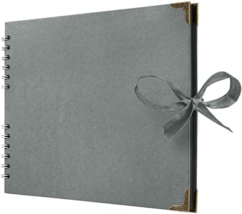 Bstorify Square Scrapbook Photo Albums 50 Pages (11 x 8.5 Inch) Grey | Hardcover with Thick 200 GSM Kraft Paper, Ideal for Your Scrapbooking Albums, Art & Craft Projects (Grey, 11 x 8.5 Inch)