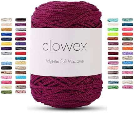 Polyester Soft Macrame Cord, 2.5-3mm, 191 Yards x 1/9 Inc Turkish Polyester Rope, Braided Yarn for DIY Crafts, Plant Hanger, Wall Hanging, Bag