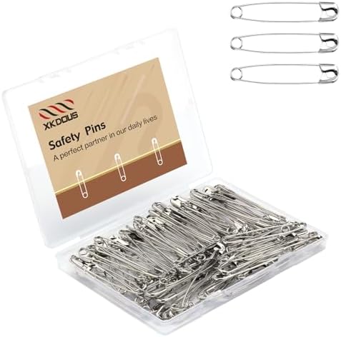 XKDOUS 3 Inch Large Safety Pins 100 pcs Silver Pins Bulk