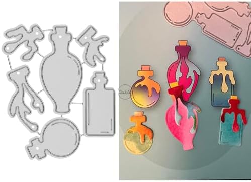 Patchwork Halloween Magic Potion Bottle Metal Cutting Dies for Card Making