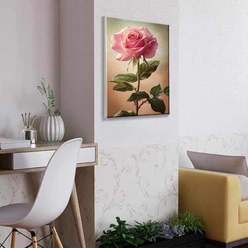 ATDMS Paint by Numbers Kit for Adults with Easel Flowers Paint by Number with Frame DIY Floral Paint by Number with Easel Adult Paint by Number Kits on Canvas Framed for Home Wall Decor 8x12 Inch