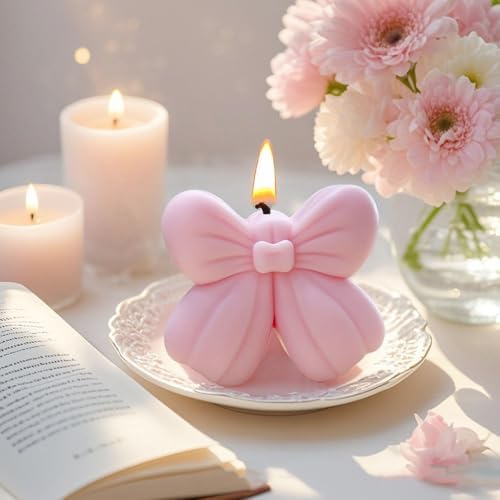 3D Bowknot Candle Molds for Candle Making Kit, Cute Bow Silicone Mold for DIY Aromatherapy Candles Bow Decor Soap Mold Kawaii Bows Silicone Molds for Resin Accessories Scented Candles Home Decorations