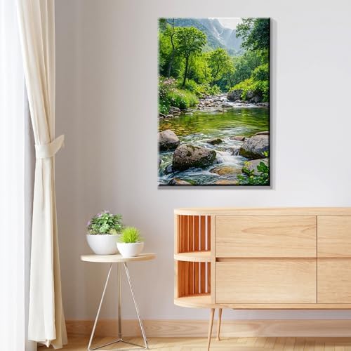 JOOZ Landscape Paint by Number Kit for Adults Beginner with Easel Mountain Adult Paint by Number Kits on Canvas with Frame Forest DIY Oil Painting Kits for Gift Home Wall Decor 7.87x11.81 Inch
