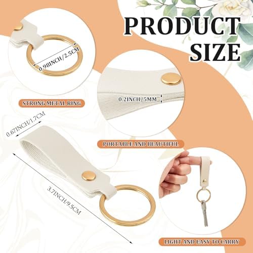 Wavyknot 200 Pcs Leather Keychain Blanks, 3.7 x 0.7 Inches, Ivory White