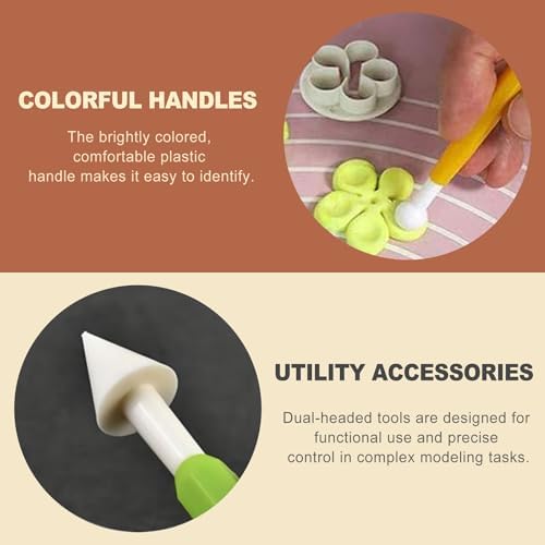 QivaZira 9 Pcs Clay Sculpting Tools Double Head Pottery Modeling Carving Tool Kit for Air Dry Clay Polymer Clay Tools for Adults DIY Crafts Ceramic Wax Sculpting Supplies Assorted Colors