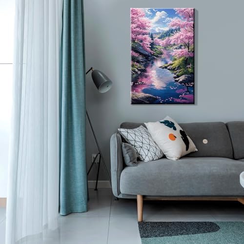 JOOZ Landscape Paint by Number Kit for Adults Beginner with Easel Forest Adult Paint by Number Kits on Canvas with Frame DIY Oil Painting Kits for Gift Home Wall Decor 7.87x11.81 Inch