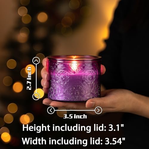 10 oz Purple Mandala Glass Candle Jars with Bamboo Lids, 9 Pack