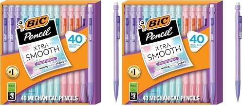 BIC Xtra-Smooth Pastel Mechanical Pencils with Erasers, Medium Point (0.7mm), Bulk Mechanical Pencils for School or Office Supplies, 40 Count (Pack of 2)