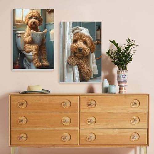 KYOQFVN 2 Pack Dog Paint by Numbers with Frame, Adult Paint by Number Kits on Canvas with Wooden Easel - Easy Acrylic Oil Painting for Home Wall Decor8x12inch