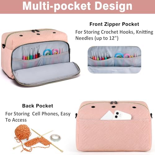 IBFUN Crochet Yarn Knitting Bag Organizer for Knit Accessories Hooks
