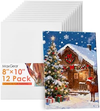 MaxGear 12 Pack 8x10 Canvas Boards for Painting