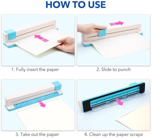 30 Hole Paper Punch, Binding Machine for Planner, A4 A5 A6 A7 B5 B6 B7 Book Binder Notebooks Loose Leaf Paper Punch Machine, Portable Adjustable Hole Puncher, 5-Sheet Capacity, for School, Office