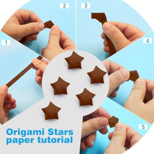 FoDau770 Solid Color Star Paper Strips - 360 Sheet, Dark Brown