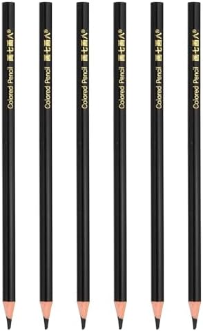 PATIKIL Black Colored Pencils Set,6 Pcs Oil Color Pencils Wooden Coloring Drawing Pencil for Artists Art Painting