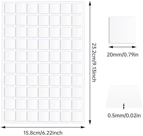 JANYUN 280 Pcs Sticky Dots,Square 20 mm Putty Clear Double Sided Tape