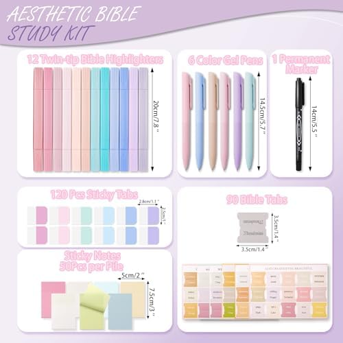 XKDOUS 44 Pcs Bible Study Supplies Journaling Kit, Bible Highlighters, Pale