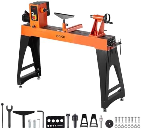 VEVOR 2 HP Wood Lathe, 18 x 40 Inches, 150–3200 RPM Variable Speed, Brushless DC Motor, Cast Iron Body, Tool Rest