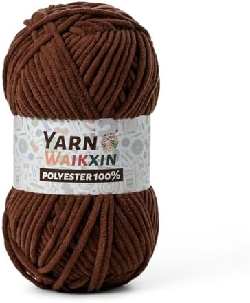 Soft Chenille Yarn for Crocheting, Fluffy Chunky Crochet Yarn for Baby Blanket, (1.76oz/65.6yds) Fuzzy Velvet Yarn for Amigurumi&DIY Puzzle、Crafts、Scarf(Coffee)