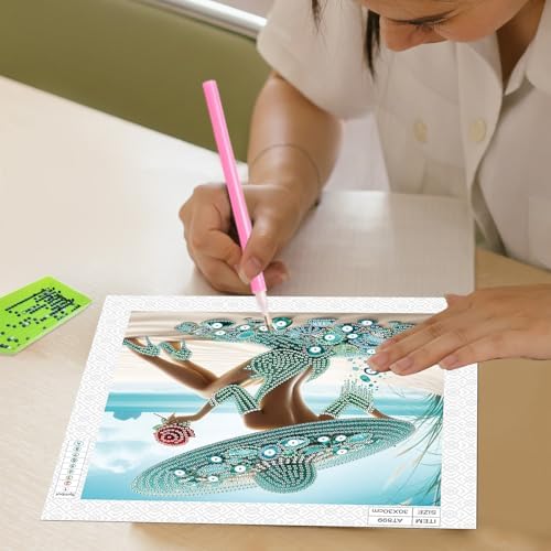 AiYuanzsh Special Shape Diamond Painting Kits for Adults, Beach Beauty 5D Crystal Rhinestone Diamond Art Painting Canvas, DIY Paint by Diamonds Unique Craft Kits, Relaxing Craft for Home Decoration