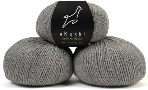100% Baby Alpaca Yarn for Knitting & Crocheting - Set of 3 Skeins of Premium Yarn DK - Lightweight, Hypoallergenic & Thermal Peru Made - Ideal for Delicate Projects (N041 - Silver)