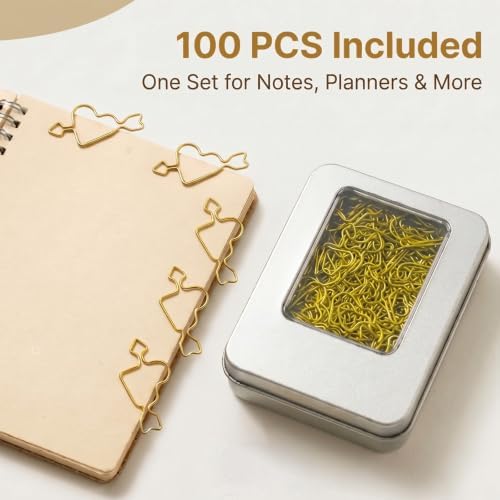 Gold Heart Arrow Paper Clips 100 Pcs, Wedding Invitation Clips