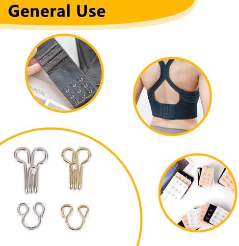 72 Pairs Hook and Eye Sewing Kit – Silver and Gold Bra Hooks Replacement in Multiple Sizes, Ideal for DIY Clothing Repairs, Underwear Alteration, and Home Sewing, with Storage Box