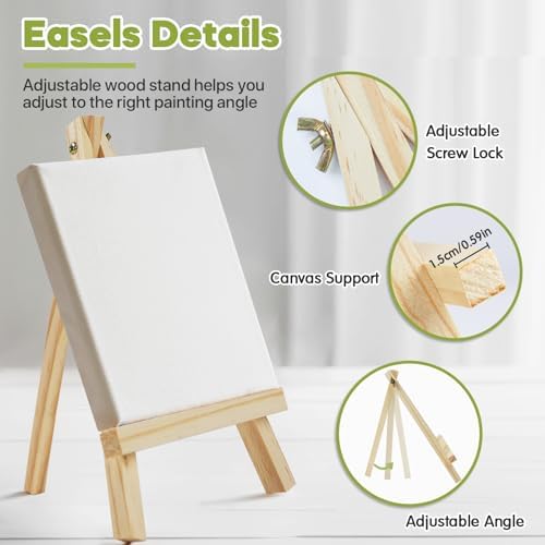 Conda 9 Pack 9 Inch Mini Wooden Display Easels, A-Shaped Mini Easel Stand for Small Painting, Painting Party Easel for DIY Crafts, Photos, Gift, Decoration