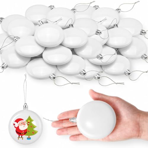 Zubebe 24 Pcs 2.36 Inch Christmas Blank White Ball Ornaments