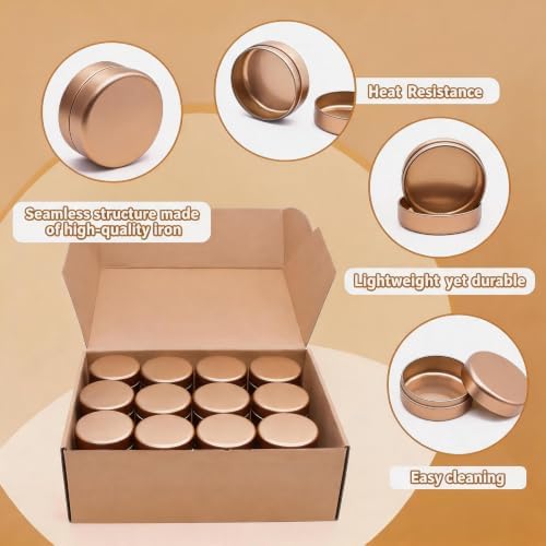 36-Pack 2.5oz Candle Tins with Lids, Metal Candle Jars for Candle Making, Empty Containers Vessels Bulk for Small Business & Beginners DIY Storage -Champagne Gold