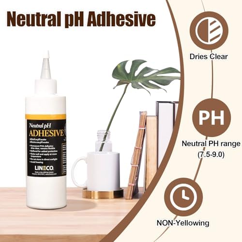 Lineco Neutral pH Adhesive, Acid Free All-Purpose Glue, White, 8 OZ, 2 Pack