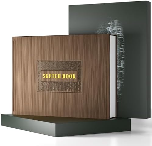 CAGIE Sketch Book for Drawing, 185 GSM Leather Sketchbook 12" x 9", Brown