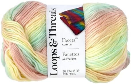 Loops & Threads Facets Yarn - Yarn for Knitting, Crochet, Weaving, and Arts & Crafts - Multi, Acrylic, 3.5 oz