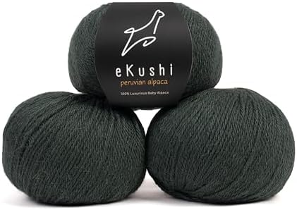 100% Baby Alpaca Yarn for Knitting & Crocheting - Set of 3 Skeins of Premium Yarn DK - Lightweight, Hypoallergenic & Thermal Peru Made - Ideal for Delicate Projects (GR023 - Dark Slate Green)