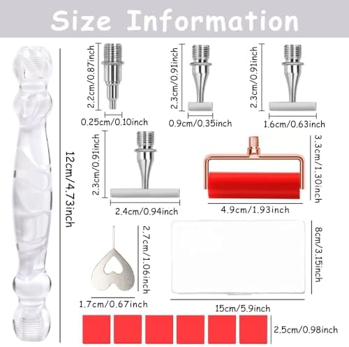 Praise V Do Thin Version Stainless Steel Diamond Painting Art Drilling Pen Kit with Screw Silver Metal Tips Nib Placer Roller Tool Accessories, Ergonomic Diamond Art Pen for 5D Diamond Paint Bead Dot