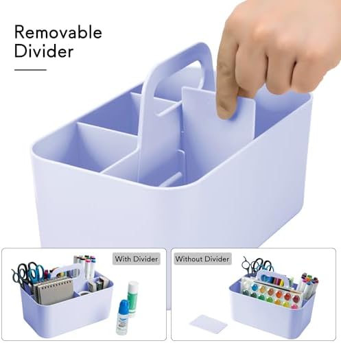 Tiawudi Multipurpose Caddy Organizer, Plastic Caddy with Handle, Stackable Desk Organizer for Stationery, Marker and Pencil, Office Supplies Organizer, Dorm Caddy