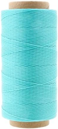 Mandala Crafts 150D 0.8mm Turquoise Flat Waxed Thread for Leather Sewing