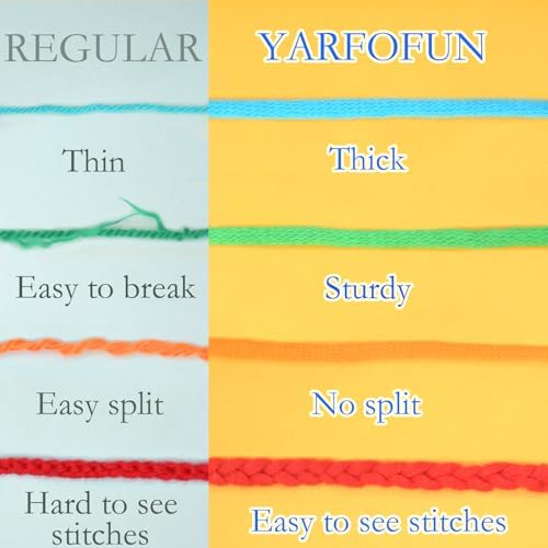 Bright Series Cotton Crochet Yarn - Blue, Green, Pink, Red, Yellow, Orange - Easy-to-See Stitches for Beginners