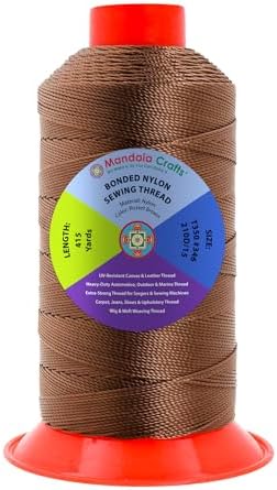 Mandala Crafts Size 346 210D T350 Russet Brown Bonded Nylon Thread, 415 YDs