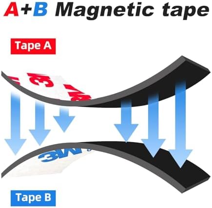 10 Pack=5 Pairs, A+B Paired Magnetic Tape with Adhesive Backing, Each 12in x 1in x 0.08in AB Pairing Magnet Strips Match to Use for DIY Closure Craftings